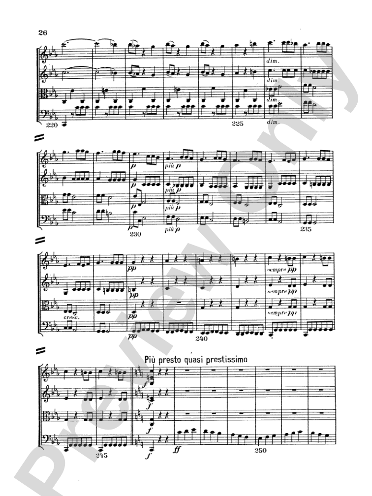 Beethoven: String Quartet in E flat Major, Op. 74: String Quartet Miniature Score