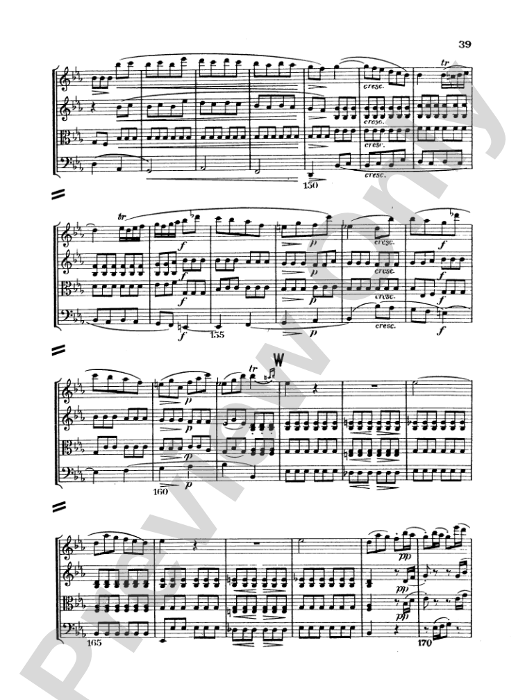 Beethoven: String Quartet in E flat Major, Op. 74: String Quartet Miniature Score