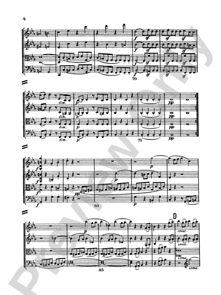 Beethoven: String Quartet in E flat Major, Op. 74: String Quartet Miniature Score