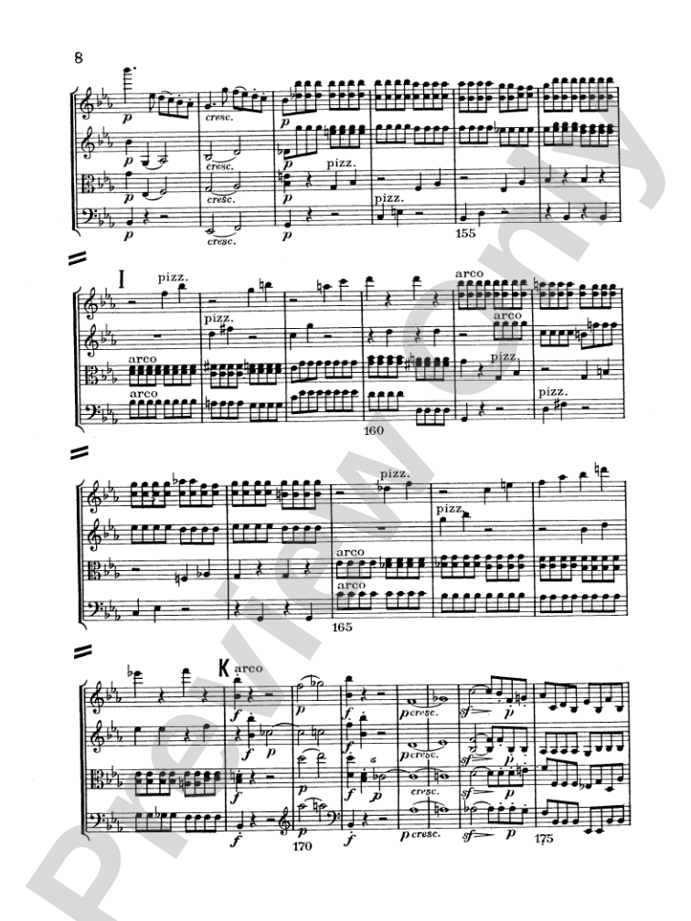 Beethoven: String Quartet in E flat Major, Op. 74: String Quartet Miniature Score