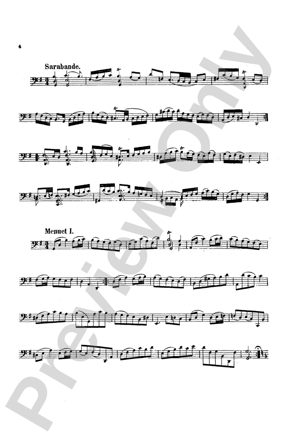 Bach: Various Works: Cello Miniature Score