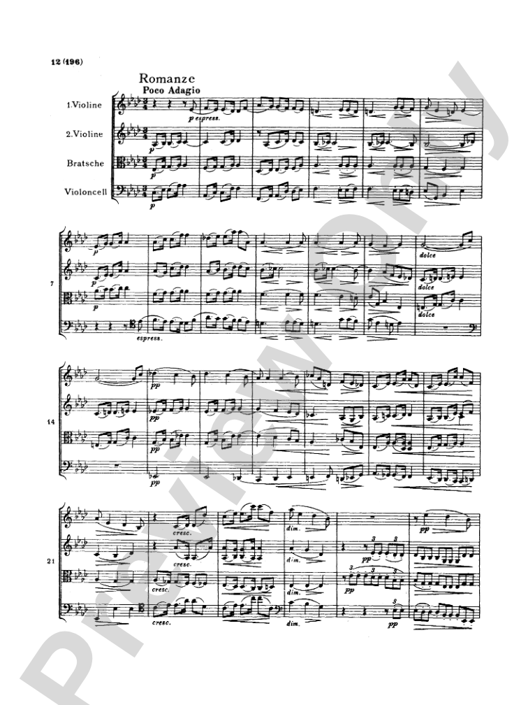 Brahms: Three String Quartets: String Quartet Miniature Score
