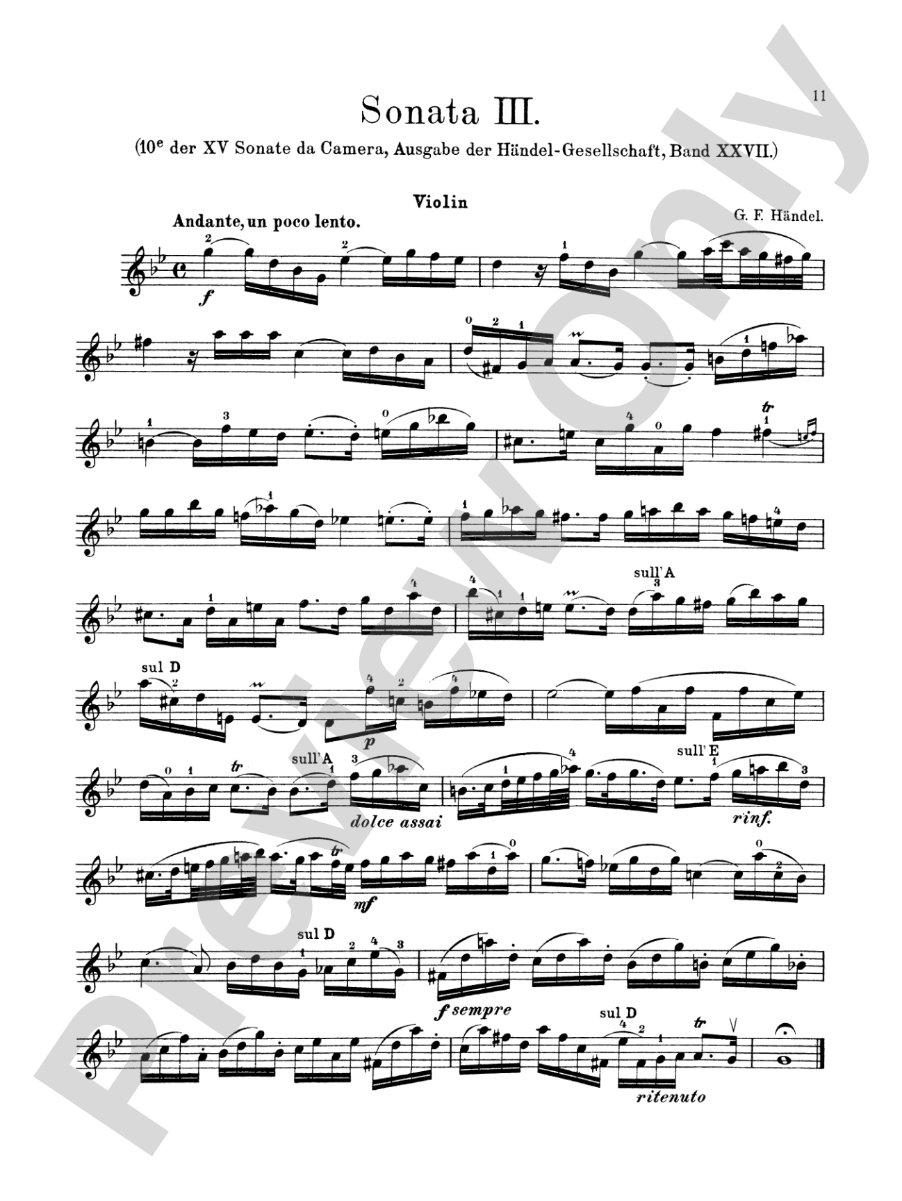 Handel: Six Sonatas