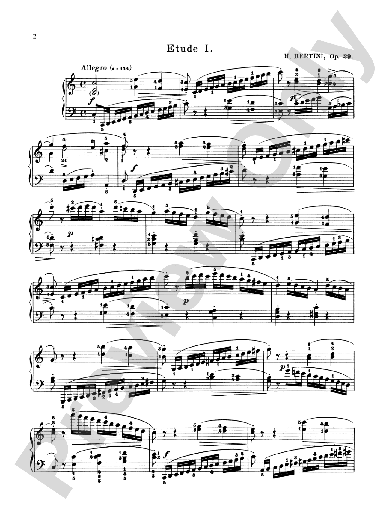 Bertini: Forty-eight Studies, Op. 29 & 32: Piano Book