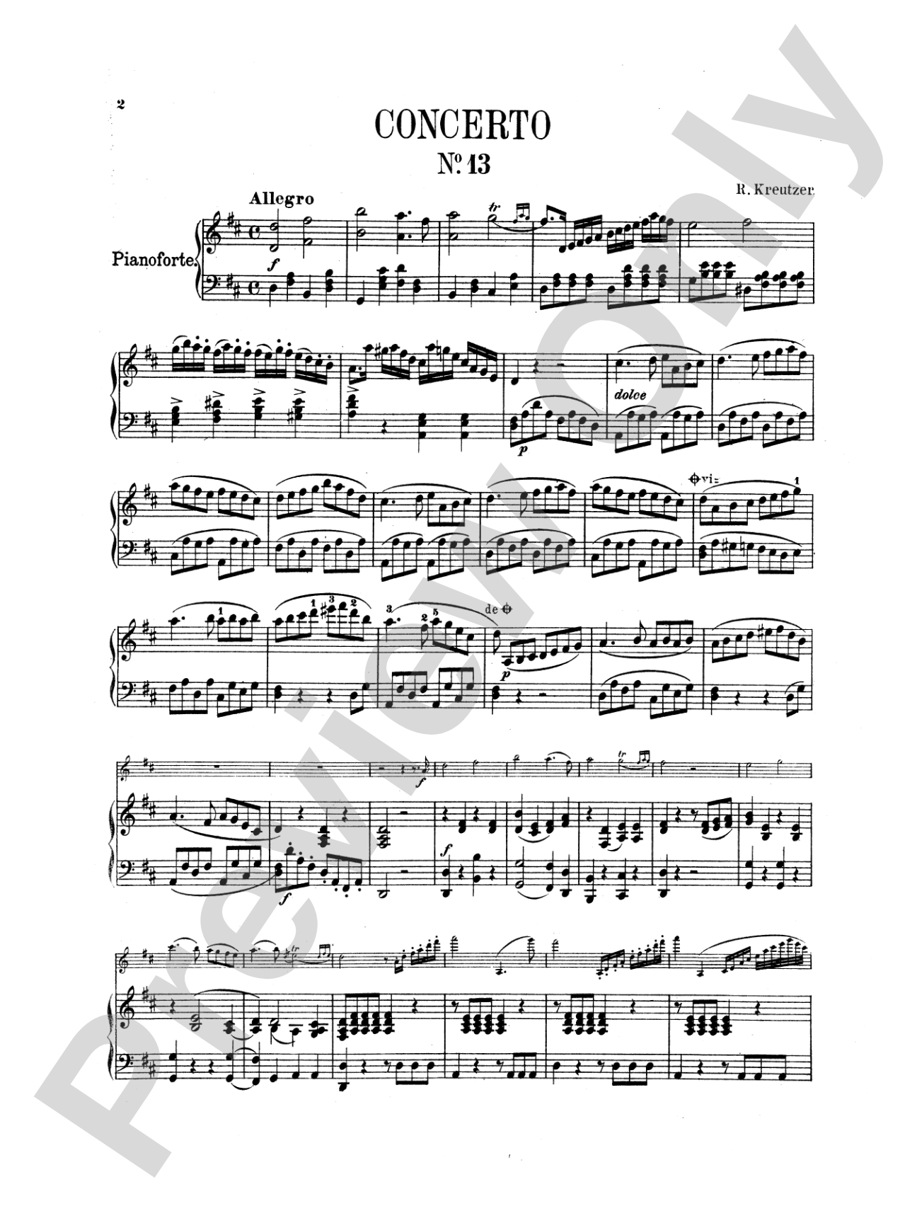 Kreutzer: Concerto No. 13 (Piano acc. Transcr. Friedrich Hermann)