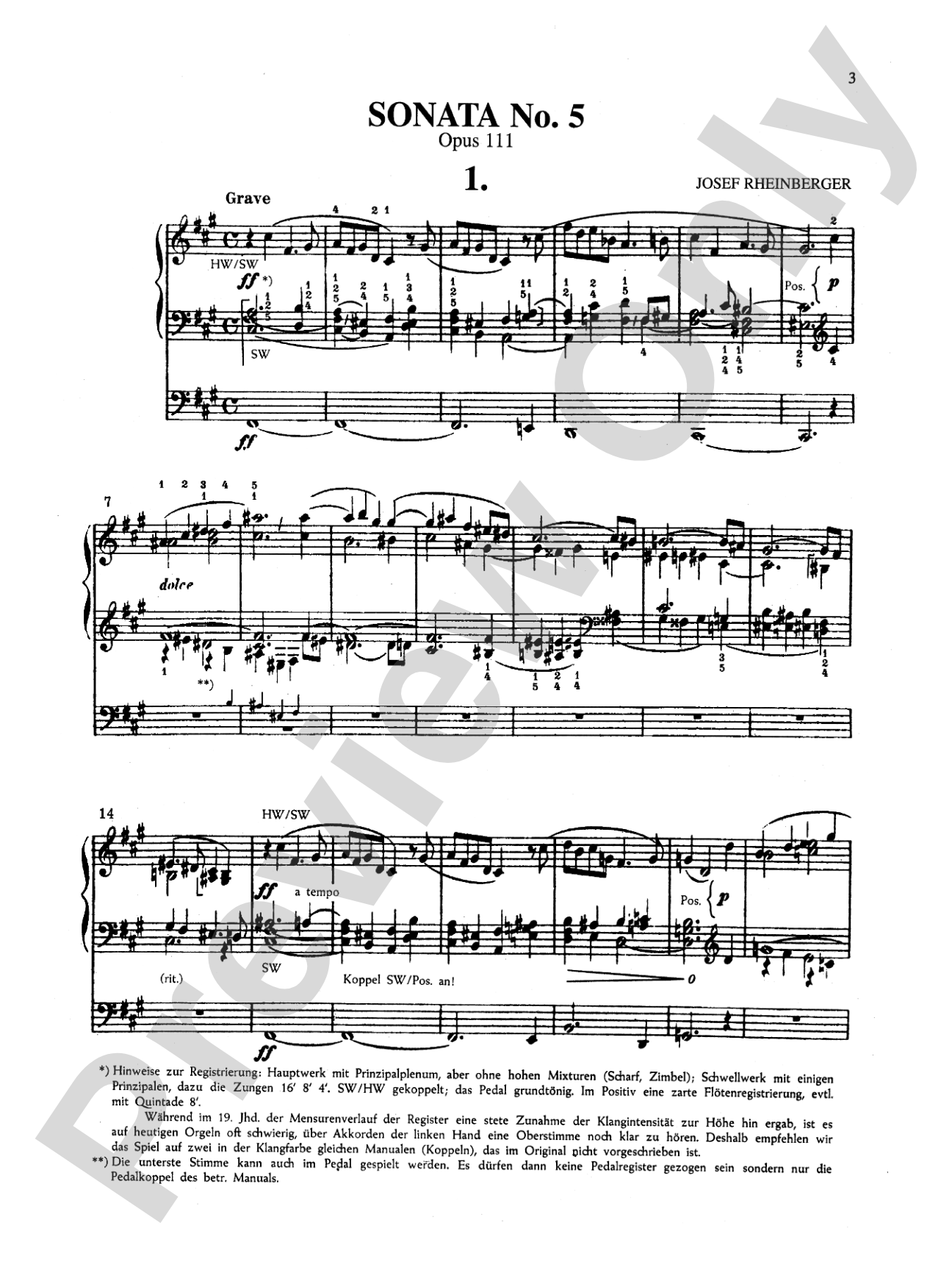 Rheinberger: Two Sonatas - No. 5, Op. 111 and No. 10, Op. 146: Organ Sheet