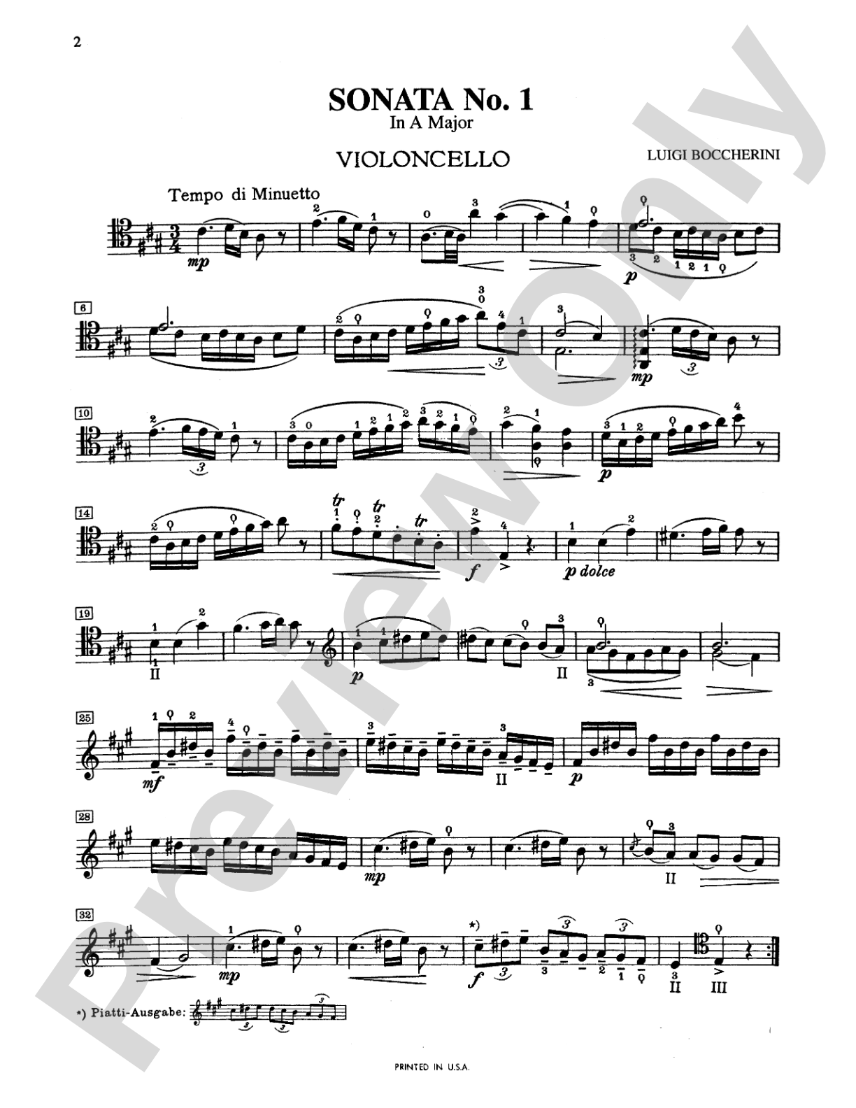 Boccherini: Three Sonatas for Cello and Piano