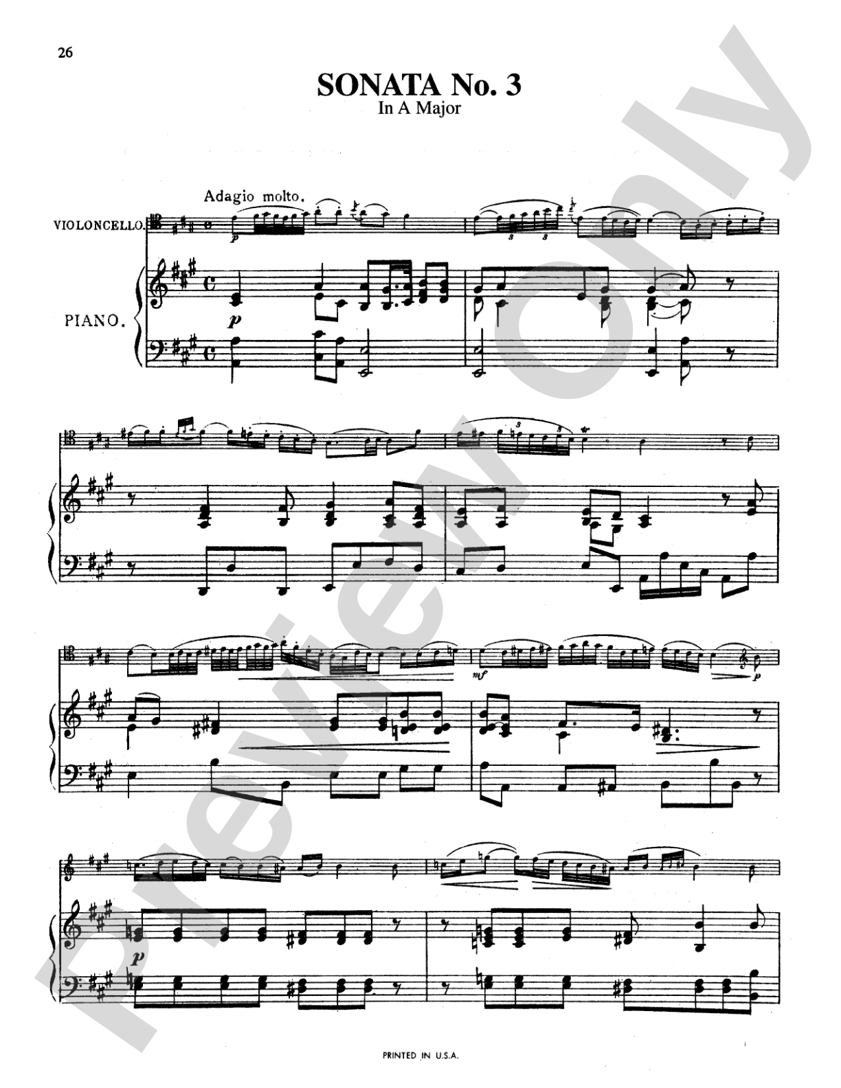 Boccherini: Three Sonatas for Cello and Piano