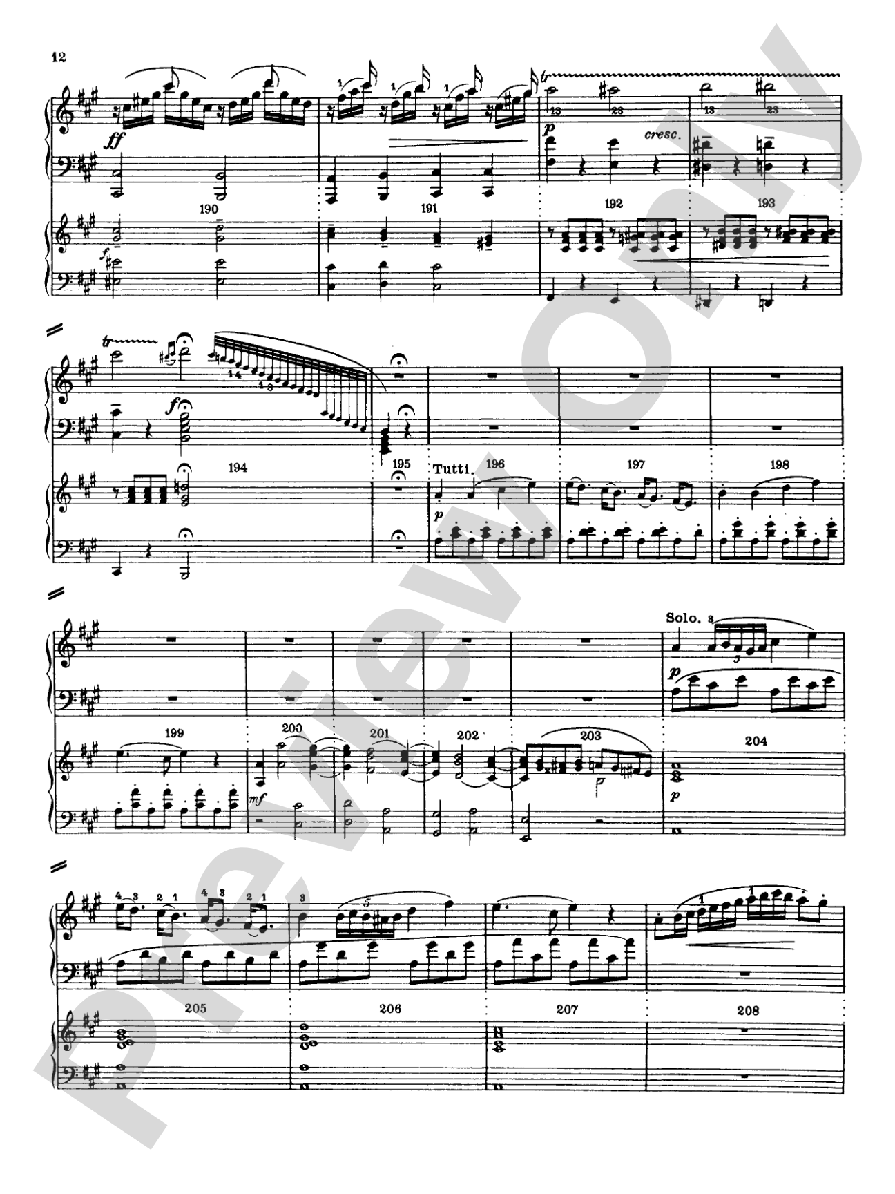 Mozart: Piano Concerto No. 12 in A Major, K. 414: Piano Duo (2 Pianos, 4 Hands) Book (2 copies required)