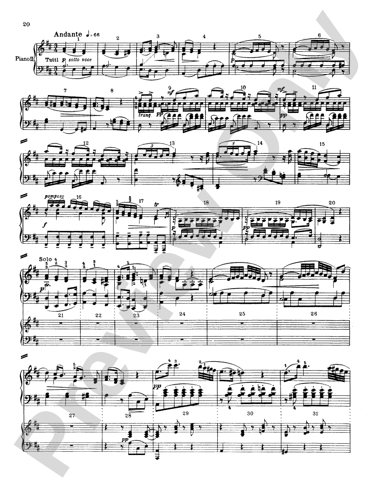 Mozart: Piano Concerto No. 12 in A Major, K. 414: Piano Duo (2 Pianos, 4 Hands) Book (2 copies required)