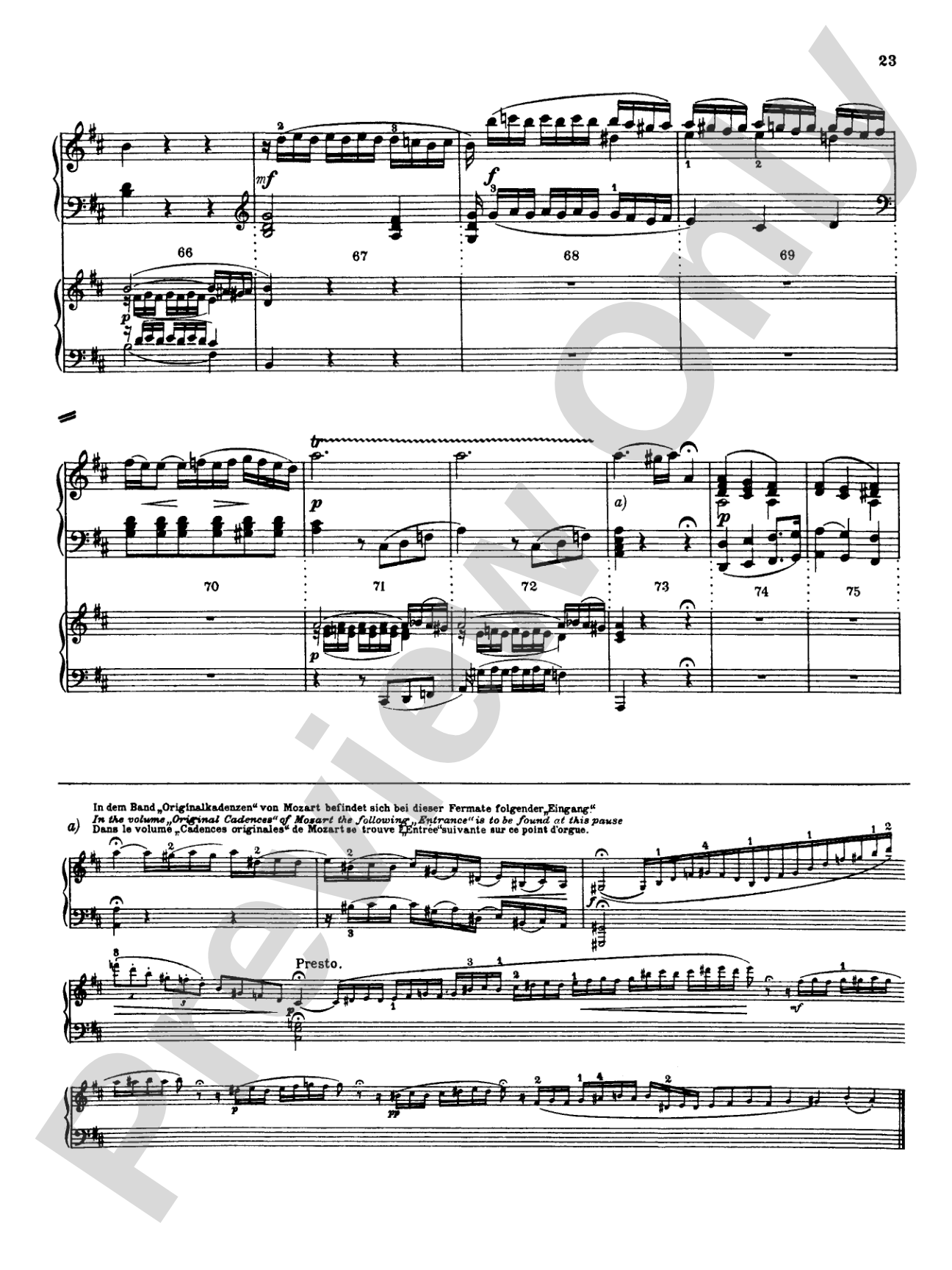 Mozart: Piano Concerto No. 12 in A Major, K. 414: Piano Duo (2 Pianos, 4 Hands) Book (2 copies required)