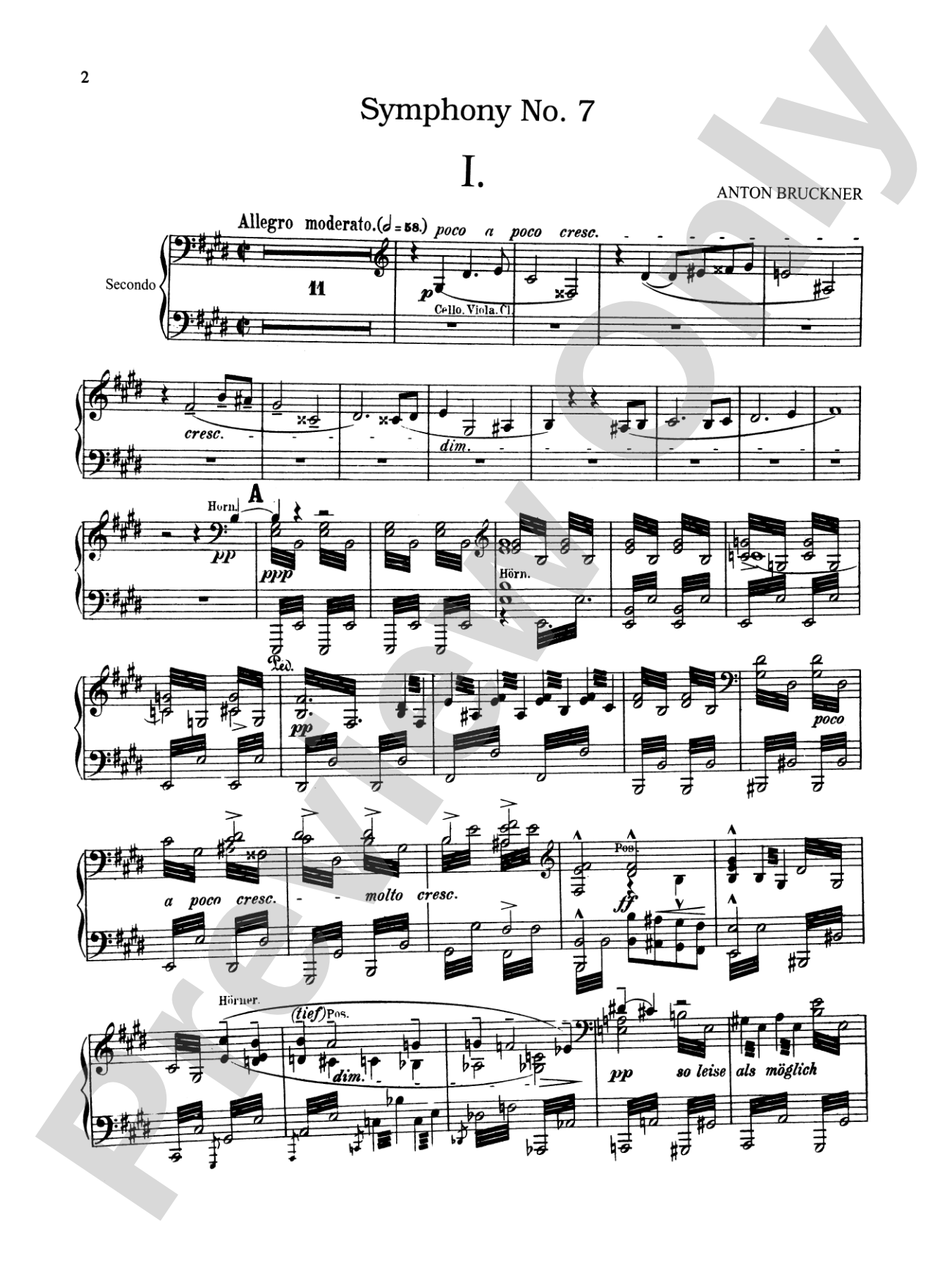 Bruckner: Symphony No. 7 in E Major (ISBN: 076926431X): Piano Duet (1 Piano, 4 Hands) Book