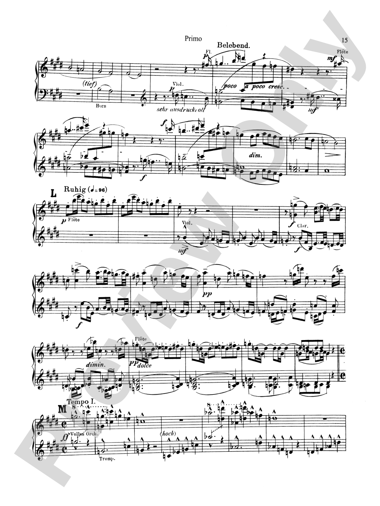 Bruckner: Symphony No. 7 in E Major (ISBN: 076926431X): Piano Duet (1 Piano, 4 Hands) Book