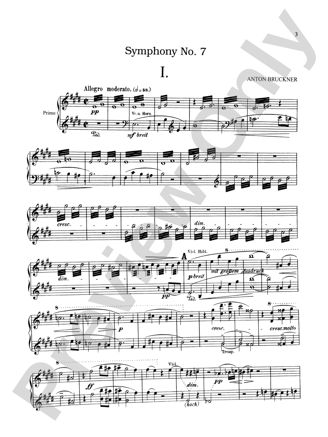 Bruckner: Symphony No. 7 in E Major (ISBN: 076926431X): Piano Duet (1 Piano, 4 Hands) Book