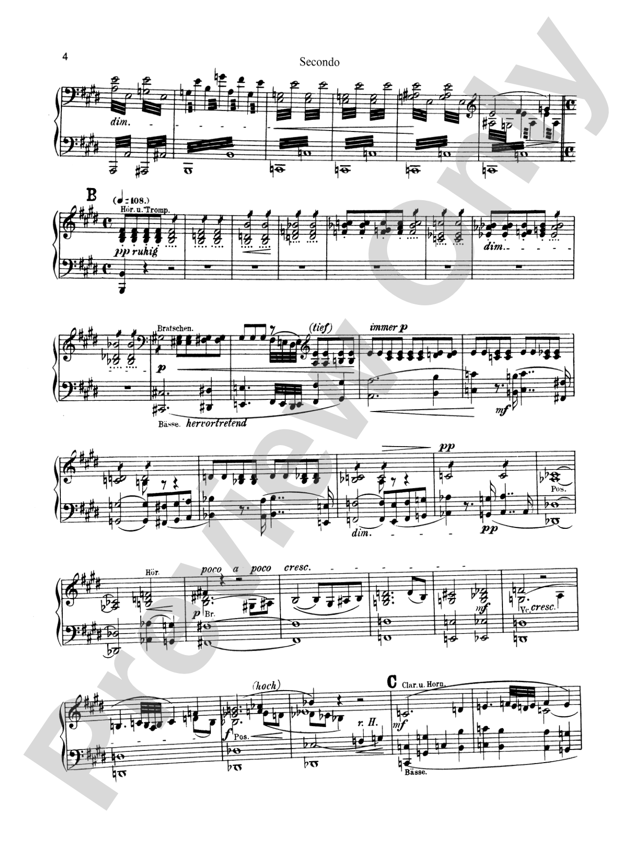 Bruckner: Symphony No. 7 in E Major (ISBN: 076926431X): Piano Duet (1 Piano, 4 Hands) Book