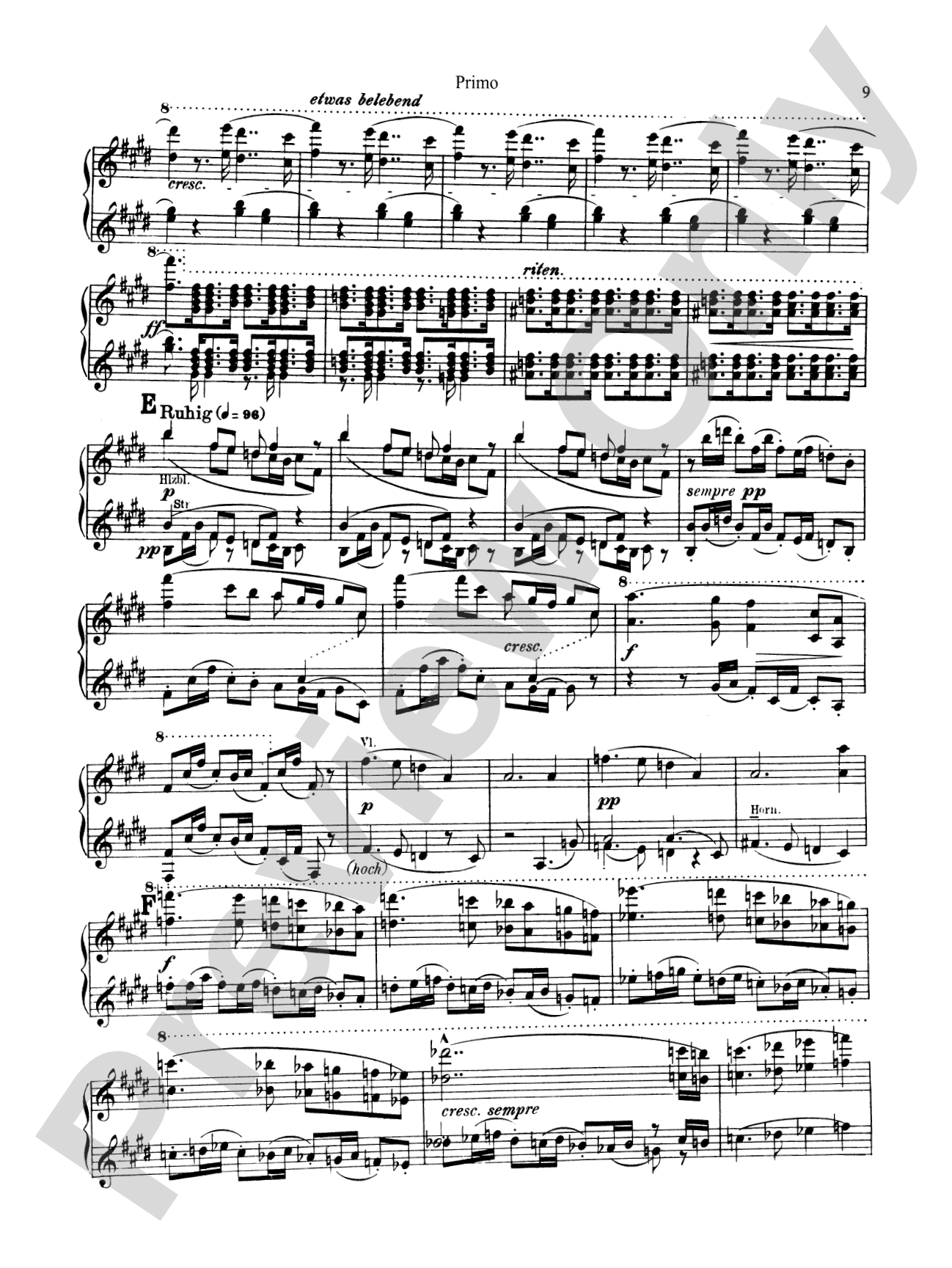 Bruckner: Symphony No. 7 in E Major (ISBN: 076926431X): Piano Duet (1 Piano, 4 Hands) Book