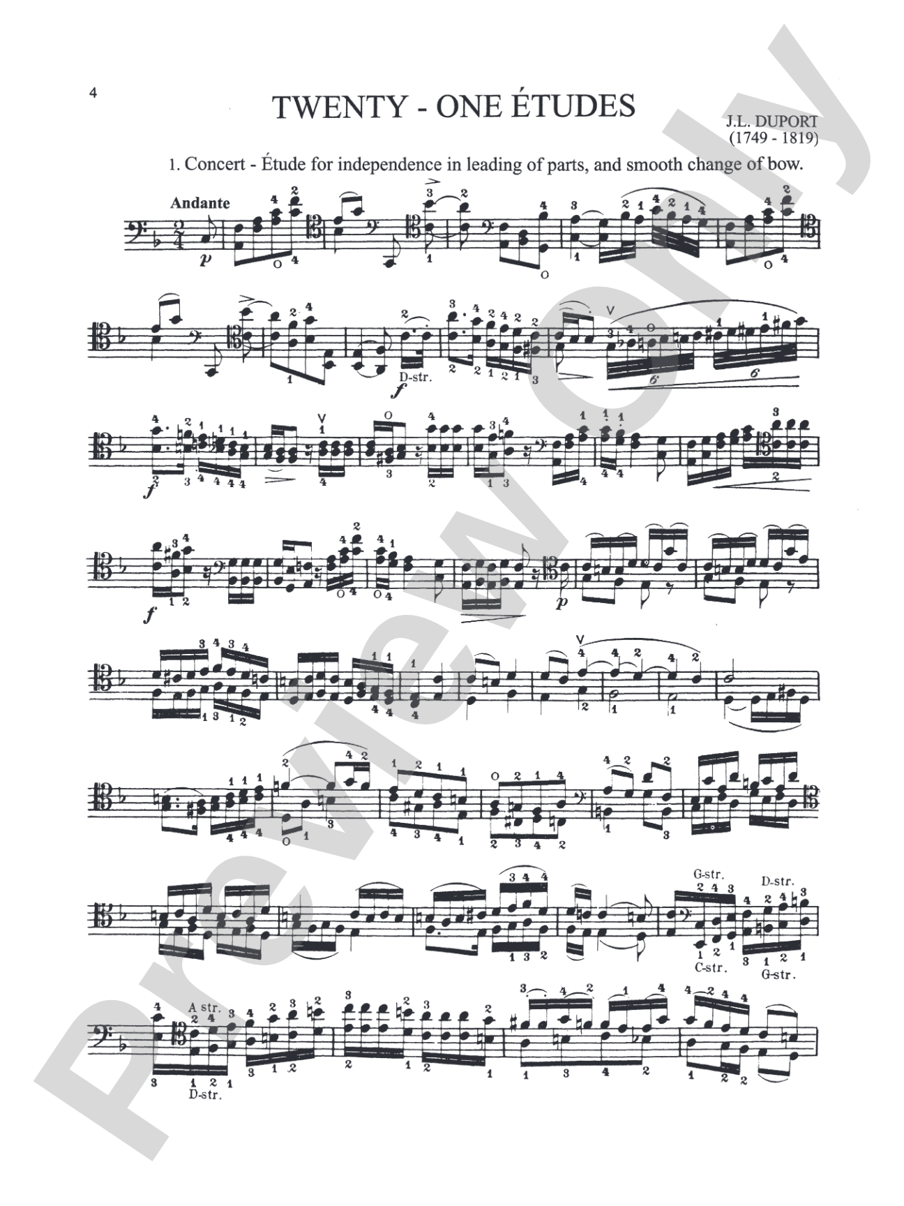 Duport: Twenty-one Etudes: Cello Book