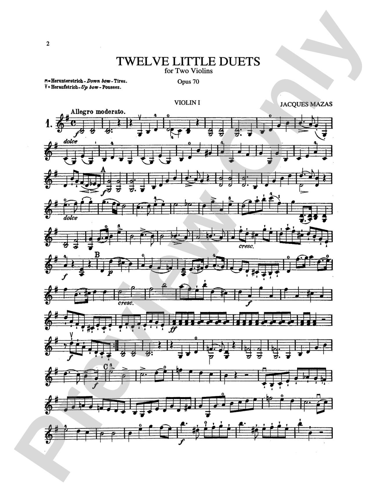 Mazas: Twelve Little Duets, Op. 70: Violin Book