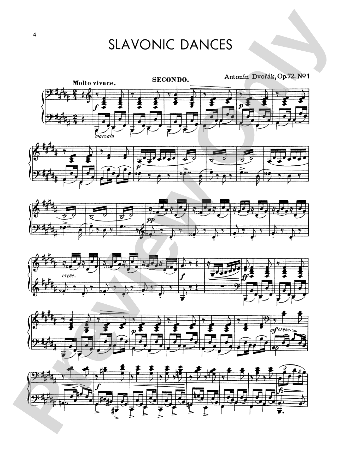 Dvorák: Slavonic Dances, Op. 72: Piano Duet (1 Piano, 4 Hands) Book