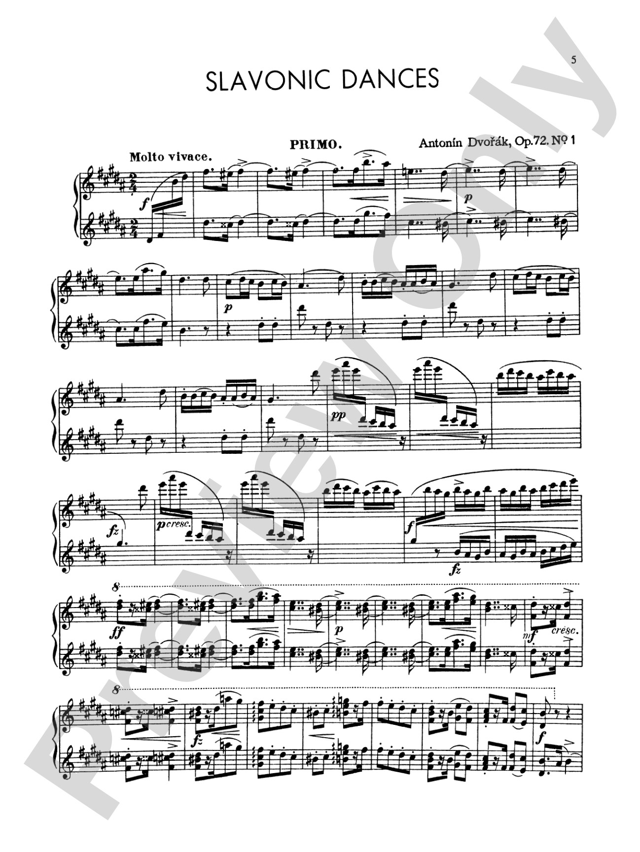 Dvorák: Slavonic Dances, Op. 72: Piano Duet (1 Piano, 4 Hands) Book