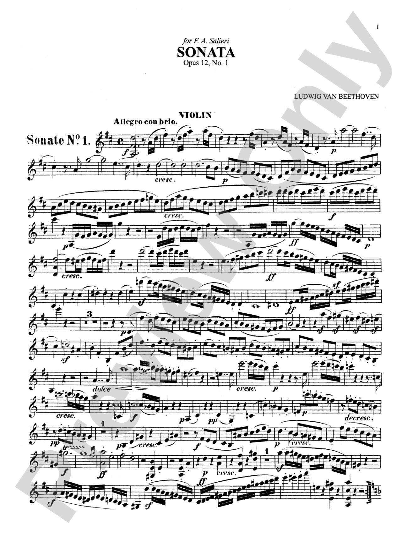 Beethoven: Ten Violin Sonatas, Volume I (Nos. 1-5): Violin Book