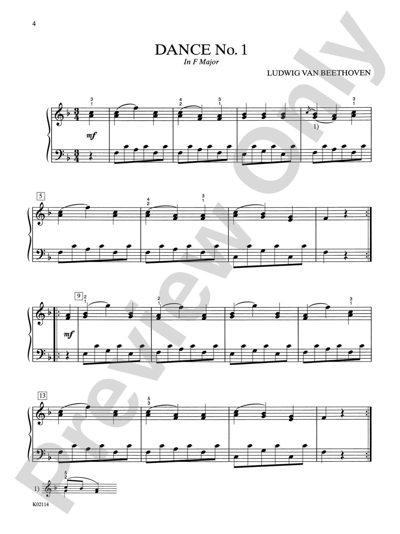 Beethoven: Six German Dances, Allemande and Waltz: Piano Book
