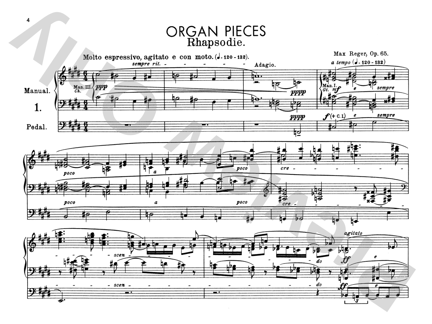 Reger: Organ Works, Op. 65: Organ Comb Bound Book