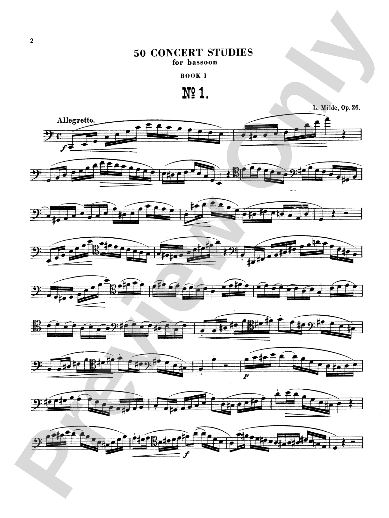 Milde: Fifty Concert Studies, Op. 26: Bassoon Book