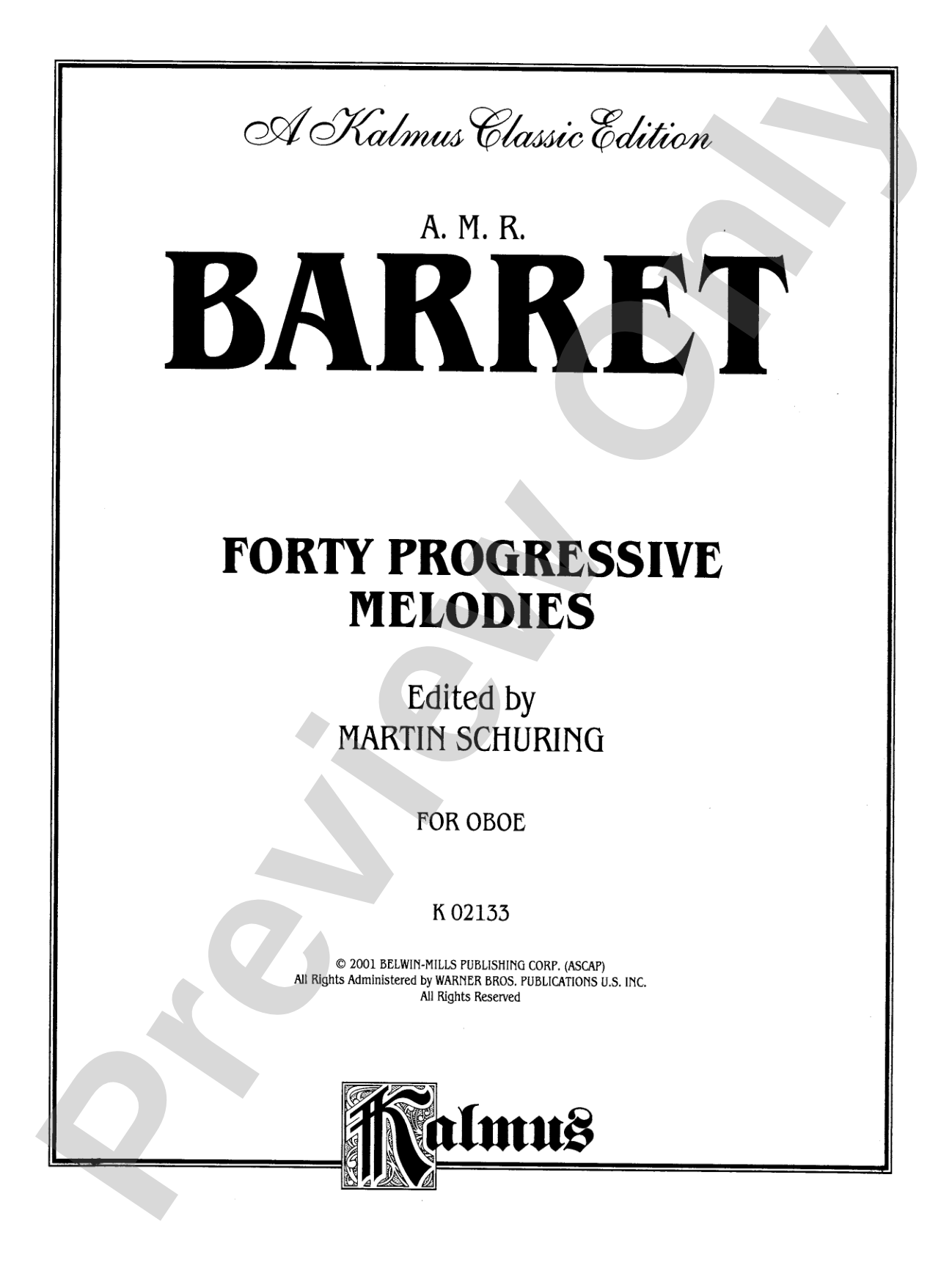 Barret: Forty Progressive Studies: Oboe Book