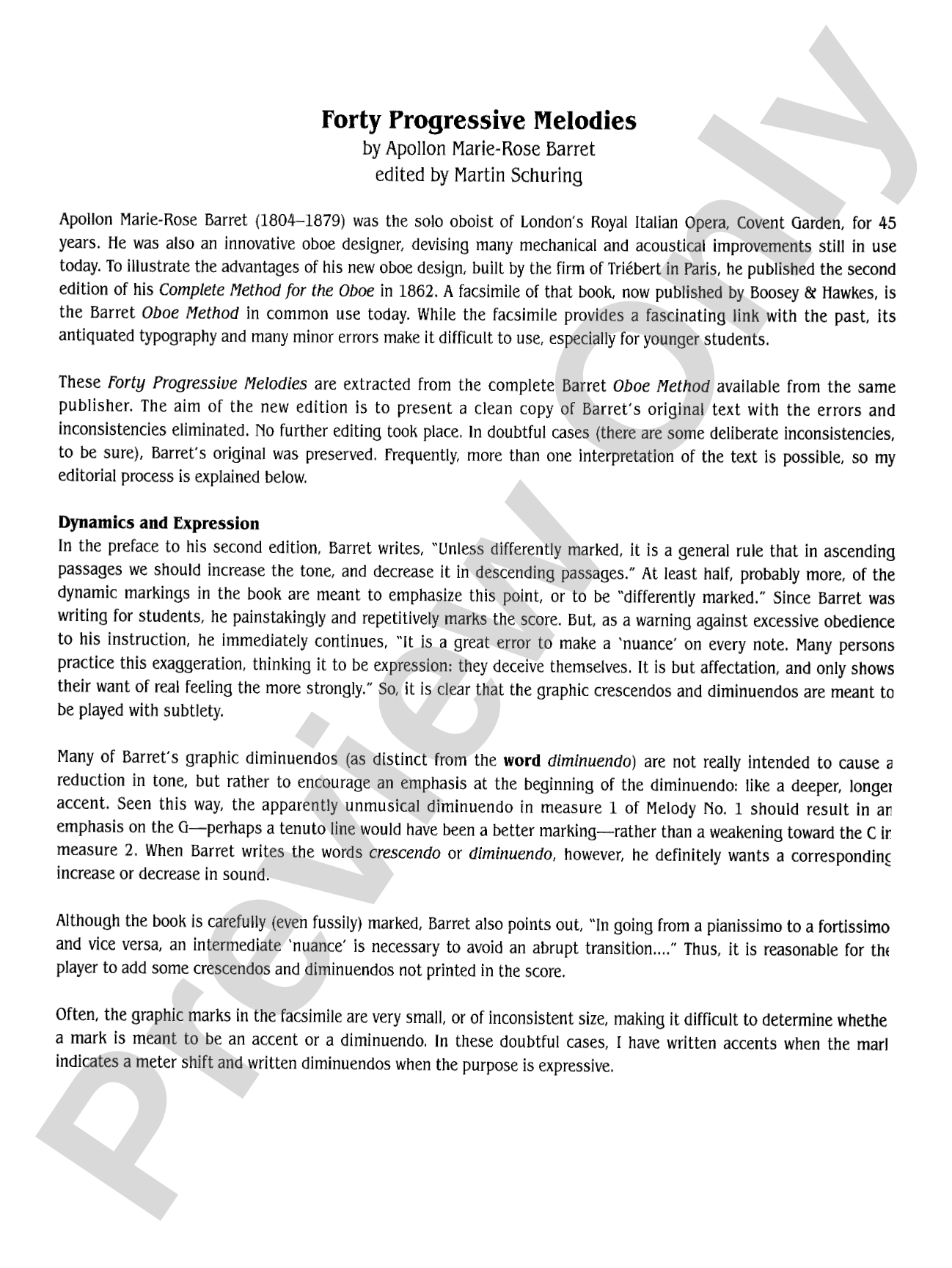Barret: Forty Progressive Studies: Oboe Book