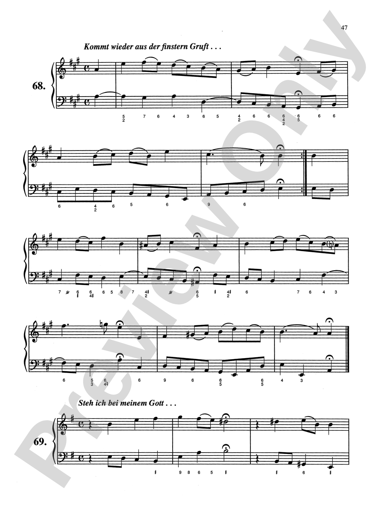 Bach: Sixty-nine Chorales with figured bass (Ed. Hans Bischoff): Piano Book