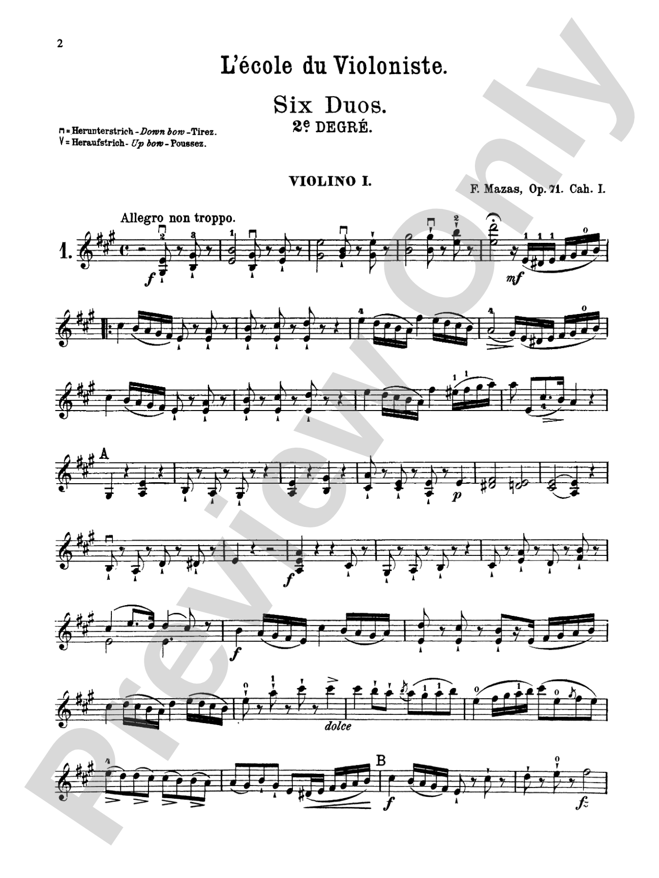 Mazas: Six Duets, Op. 71: Violin Book