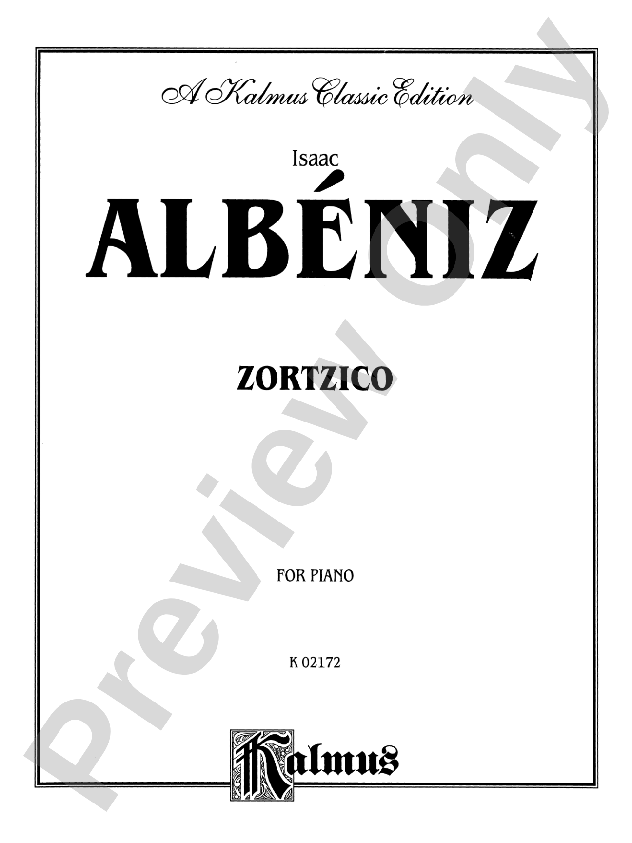 Albéniz: Zortzico: Piano