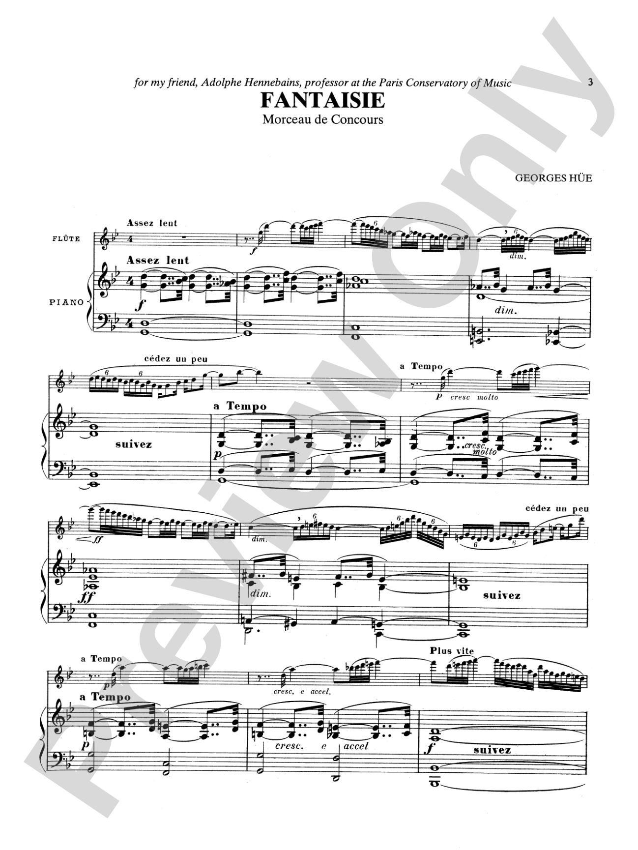 Hüe: Fantaisie and Serenade: Flute Part(s)