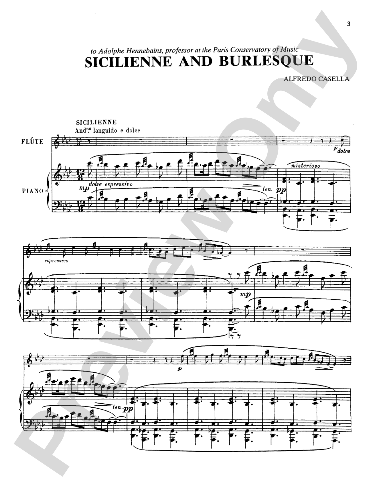 Casella: Sicilienne and Burlesque: Flute Part(s)