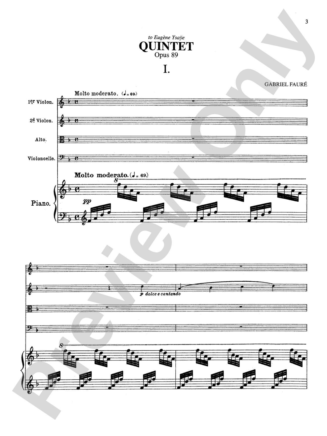 Fauré: Quintet, Op. 89 in D Minor: String Quintet Book