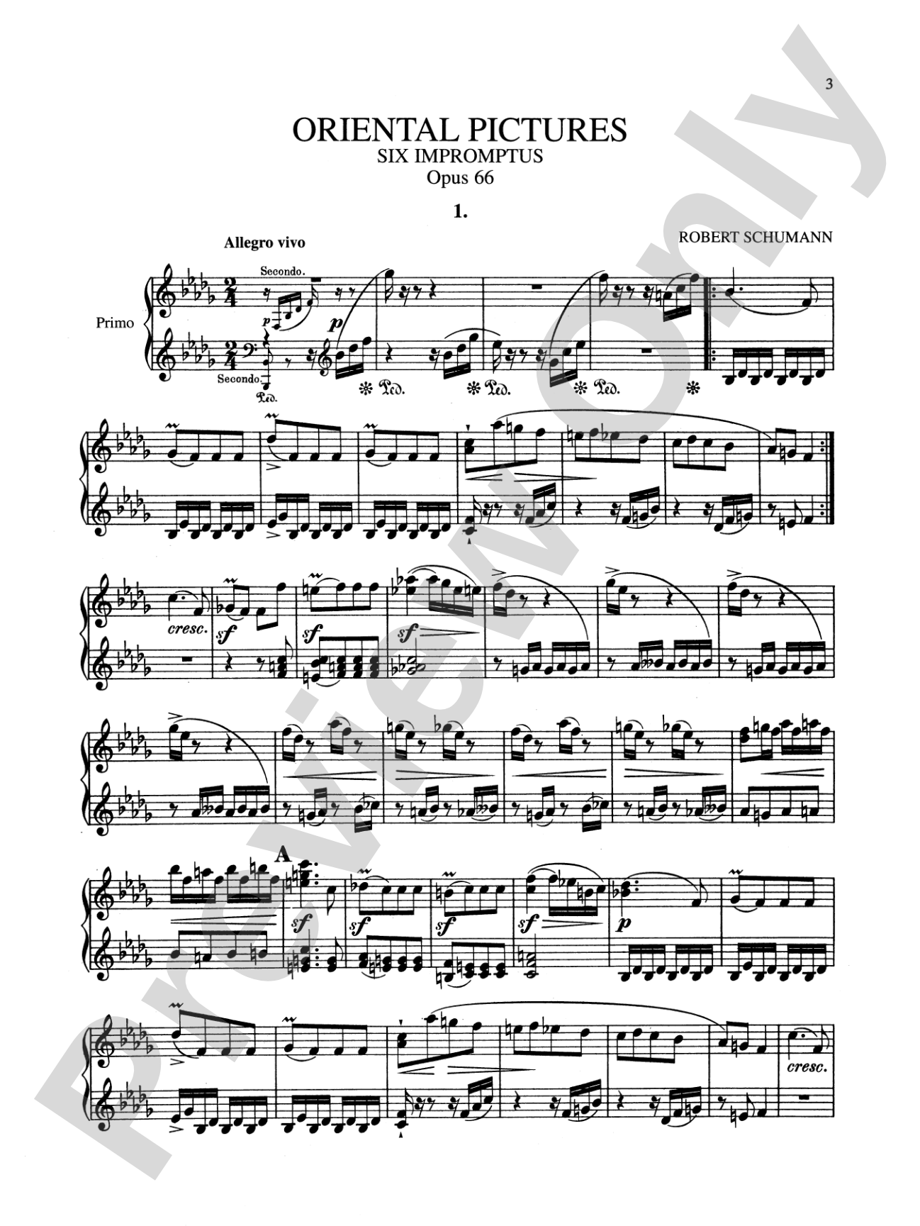 Schumann: Oriental Pictures (Six Impromptus, Op. 66): Piano Duet (1 Piano, 4 Hands) Book