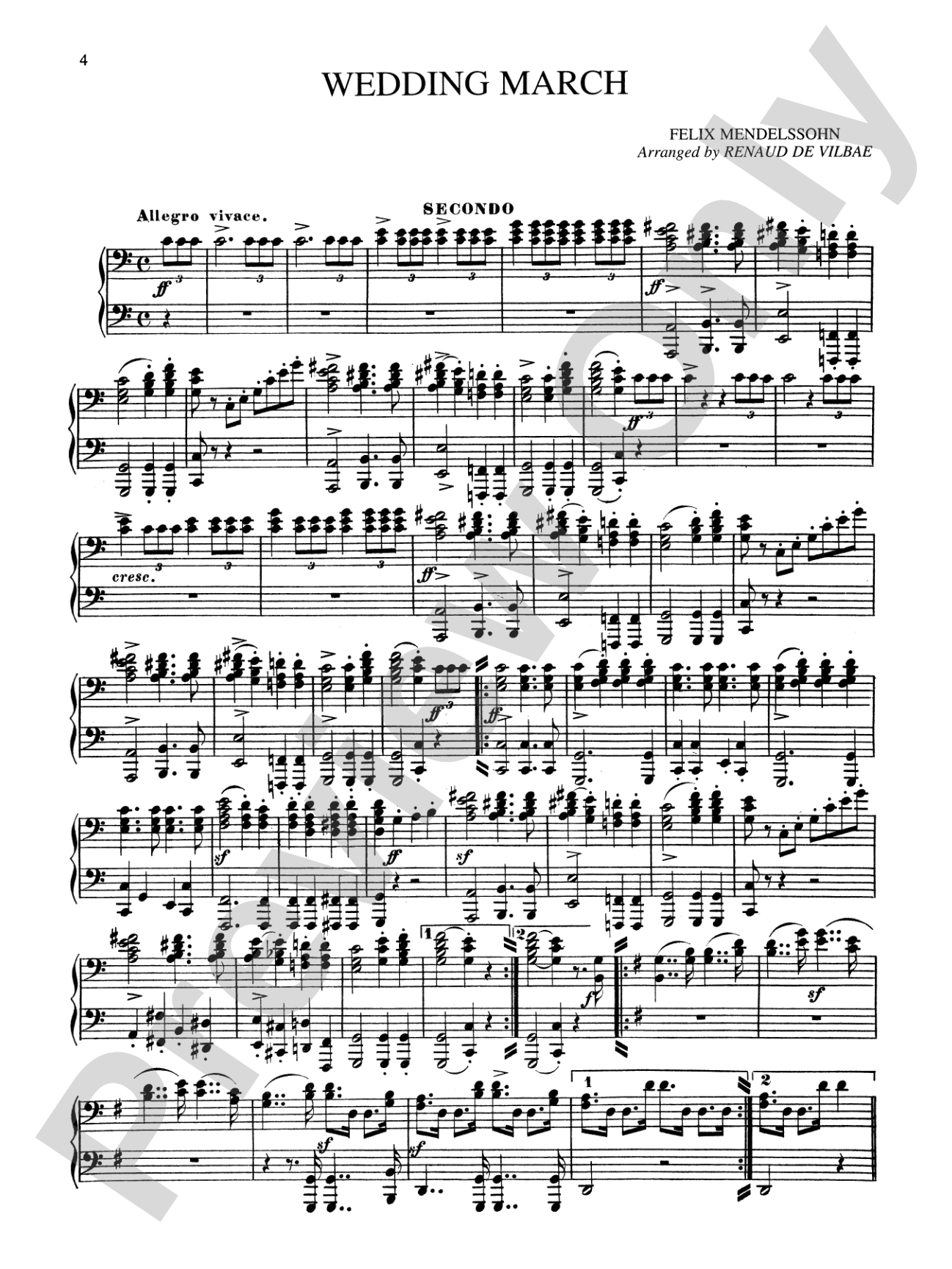 Mendelssohn: Marches: Piano Duet (1 Piano, 4 Hands) Book