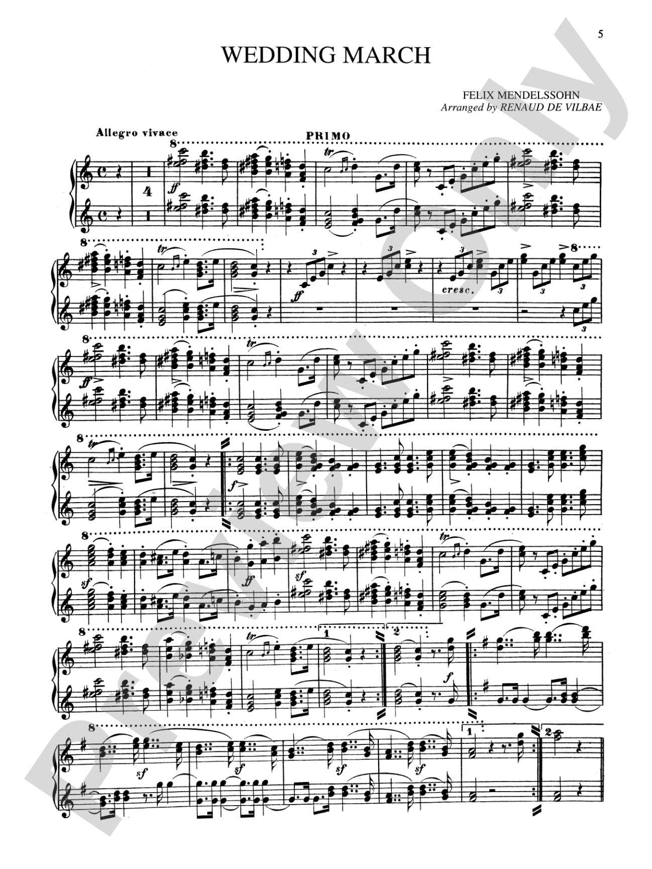 Mendelssohn: Marches: Piano Duet (1 Piano, 4 Hands) Book