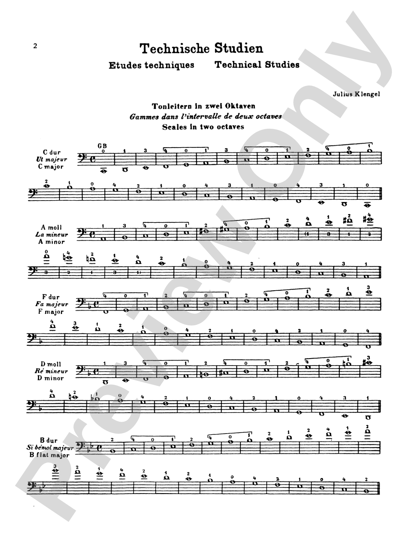 Klengel: Technical Studies (Complete): Cello Book