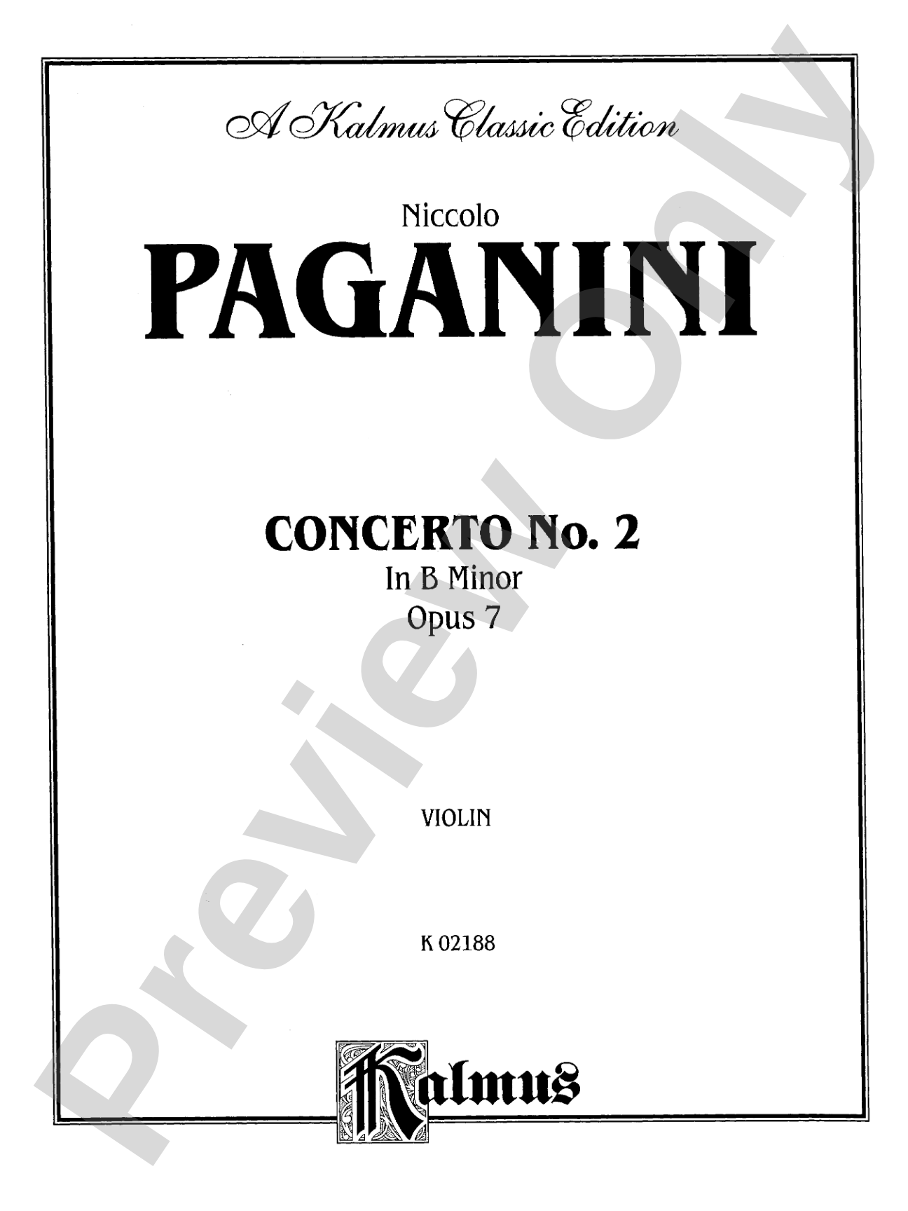 Paganini: Concerto No. 2 in B Minor, Op. 7: Violin Book