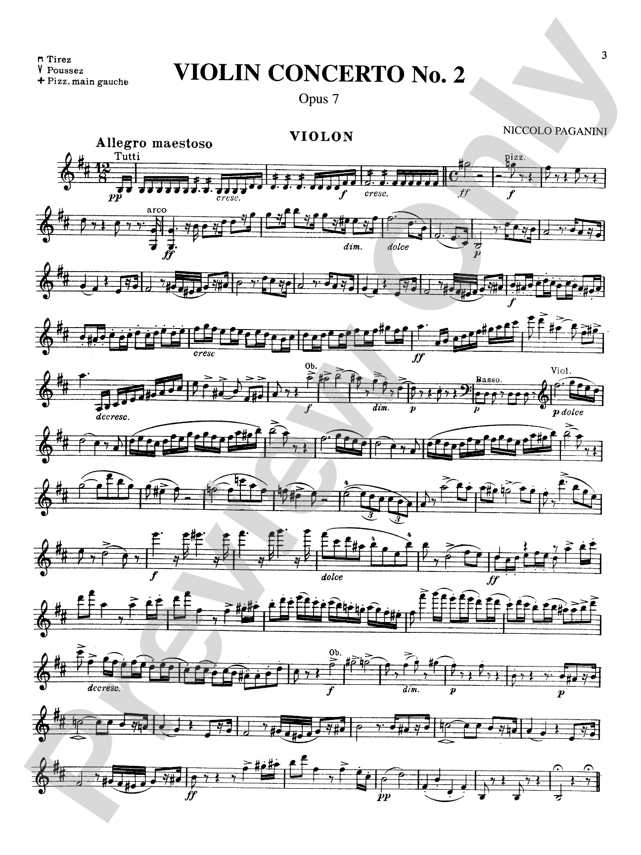 Paganini: Concerto No. 2 in B Minor, Op. 7: Violin Book