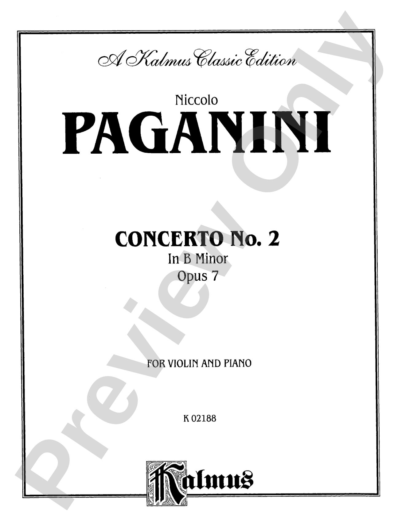 Paganini: Concerto No. 2 in B Minor, Op. 7