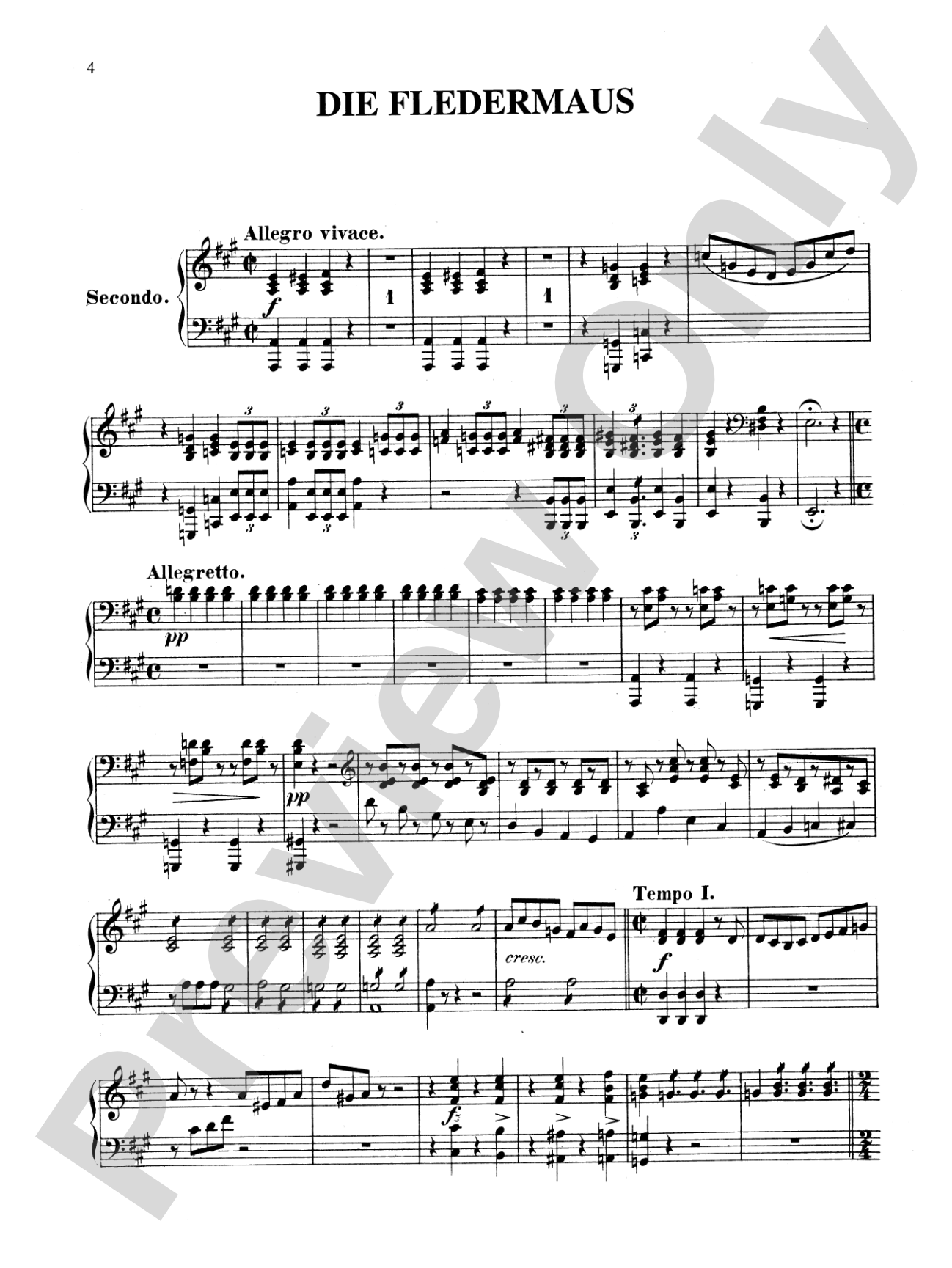 Strauss: Overtures: Piano Duet (1 Piano, 4 Hands) Book