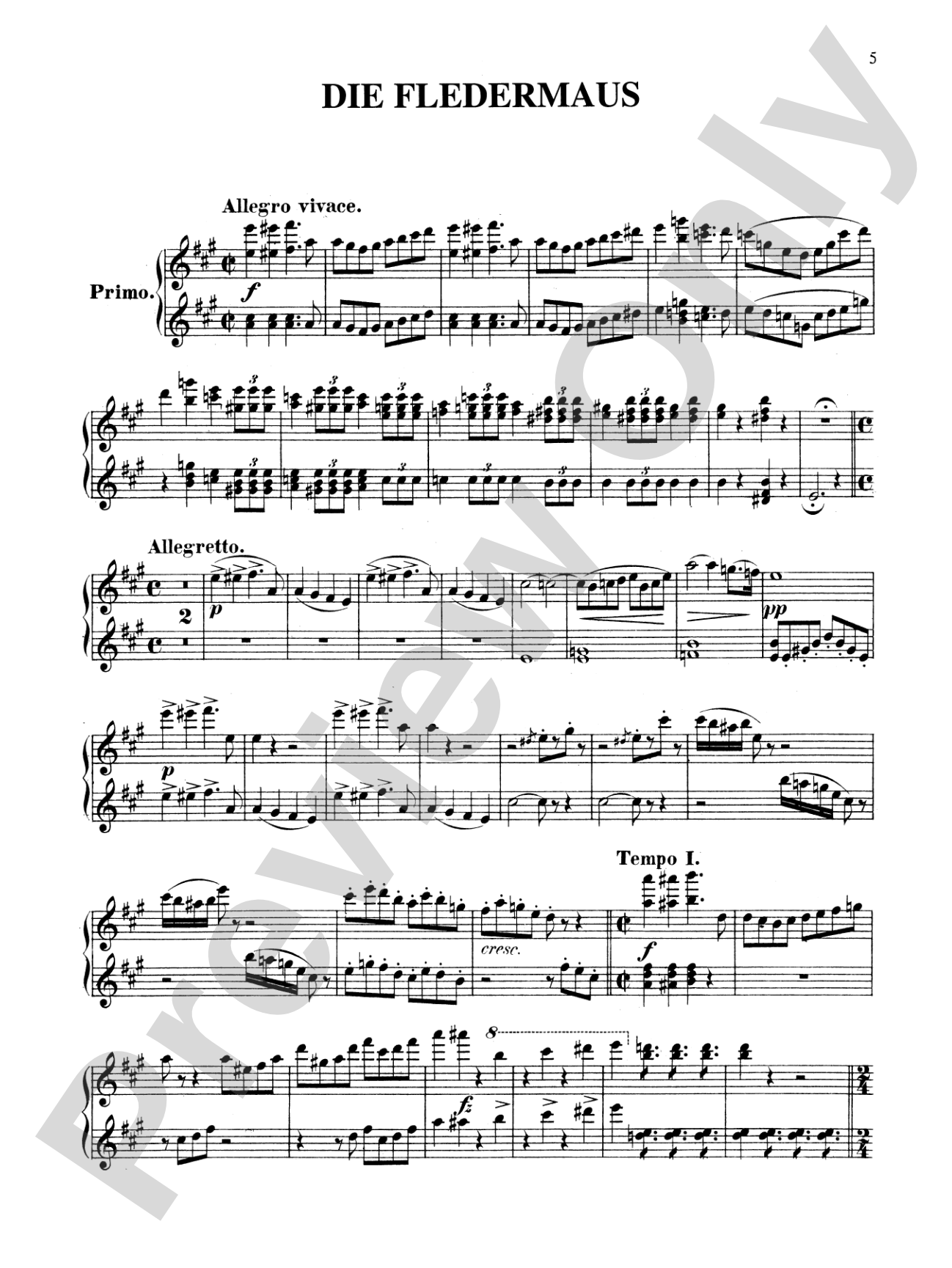 Strauss: Overtures: Piano Duet (1 Piano, 4 Hands) Book