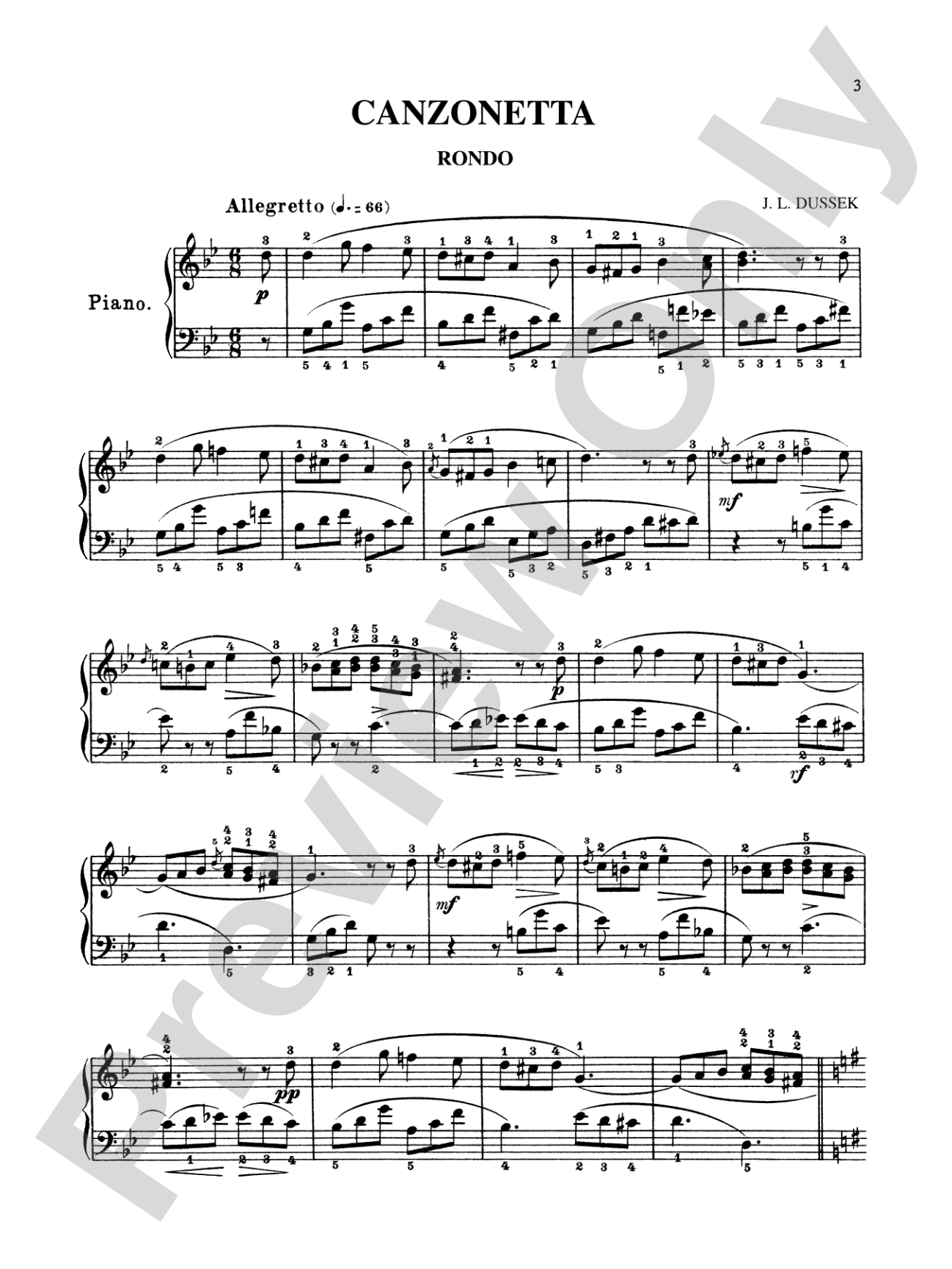 Dussek: Six Pieces: Piano Book