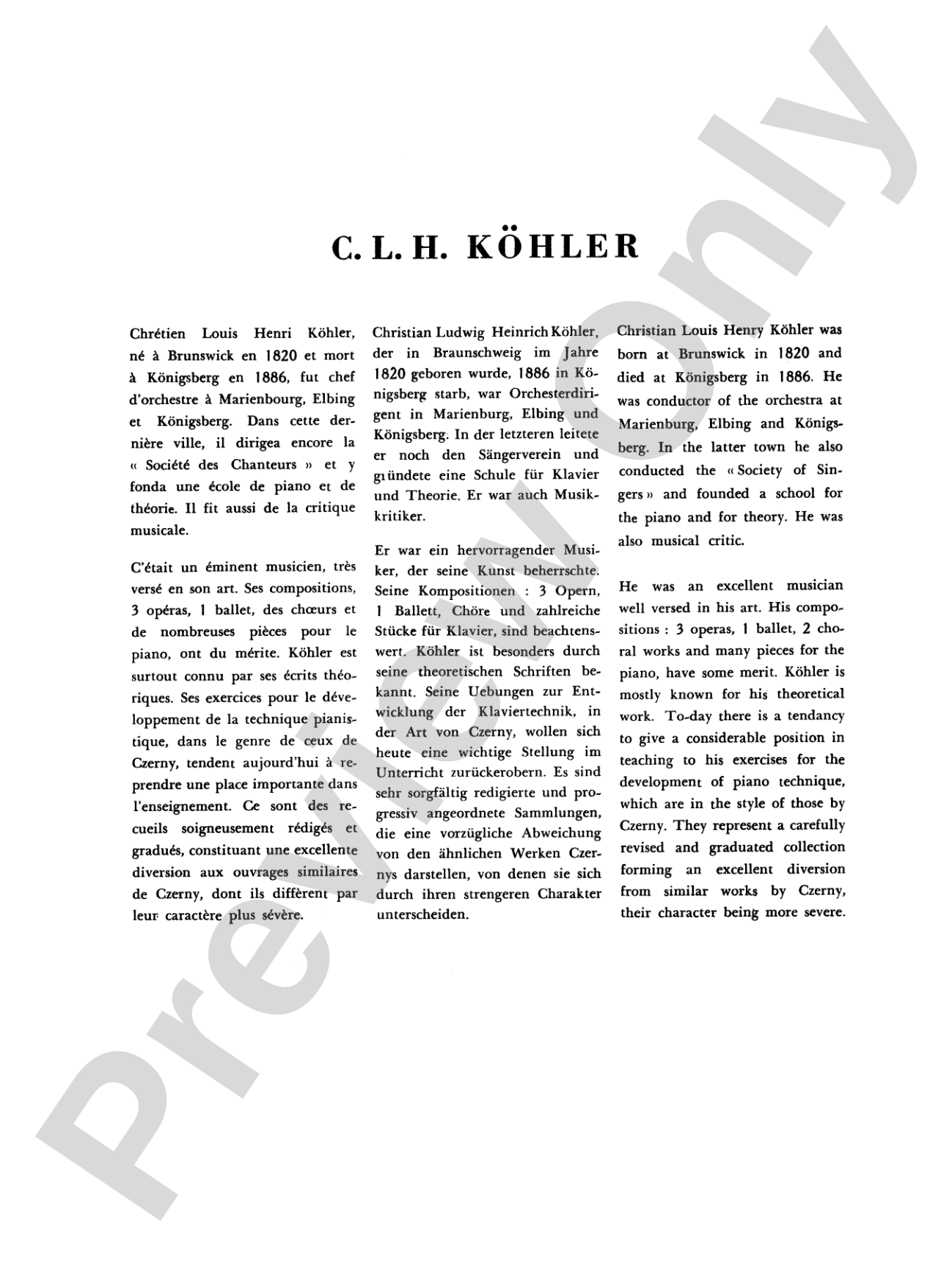 Köhler: The Little Pianist, Op. 189: Piano Book