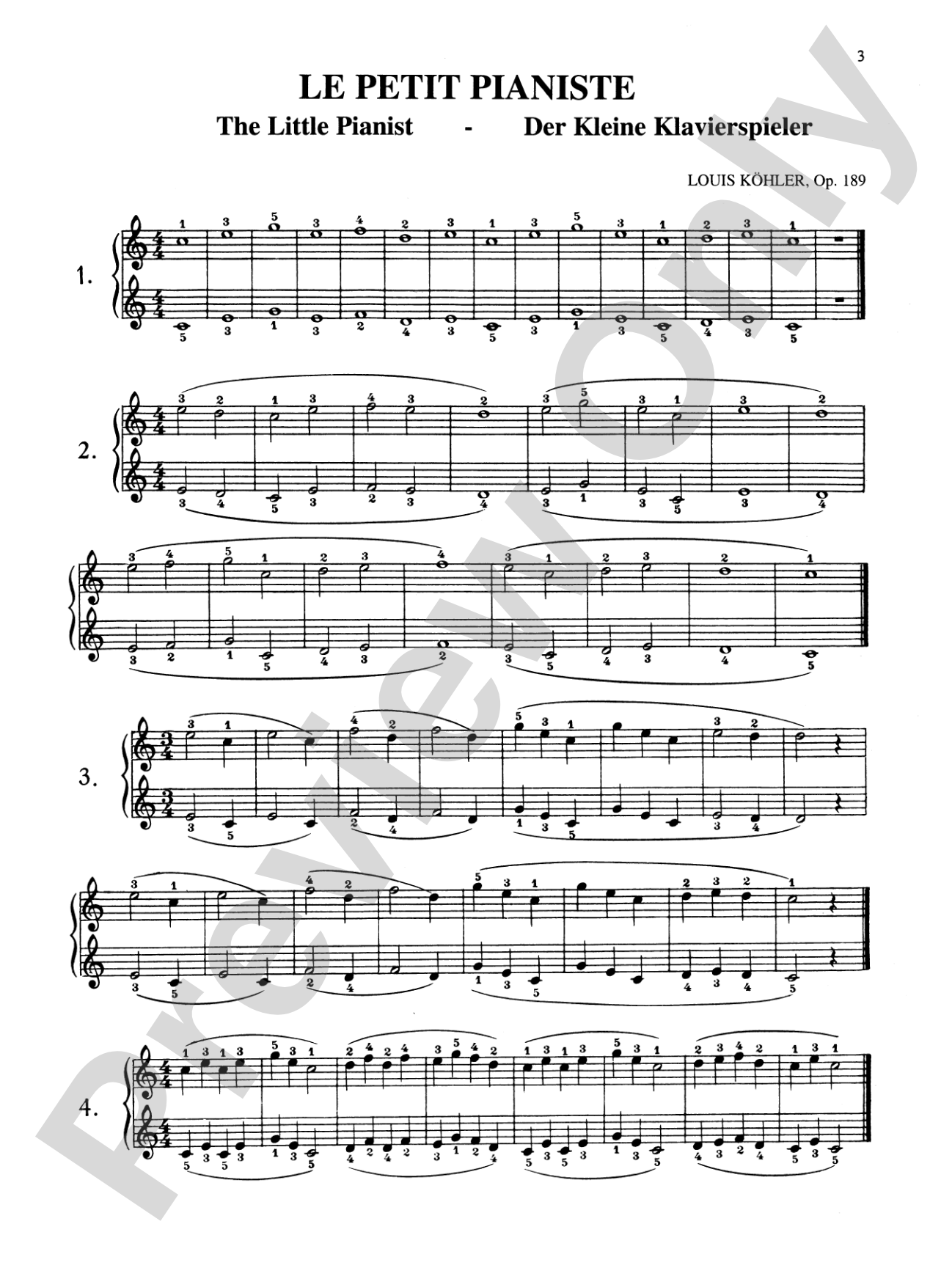 Köhler: The Little Pianist, Op. 189: Piano Book