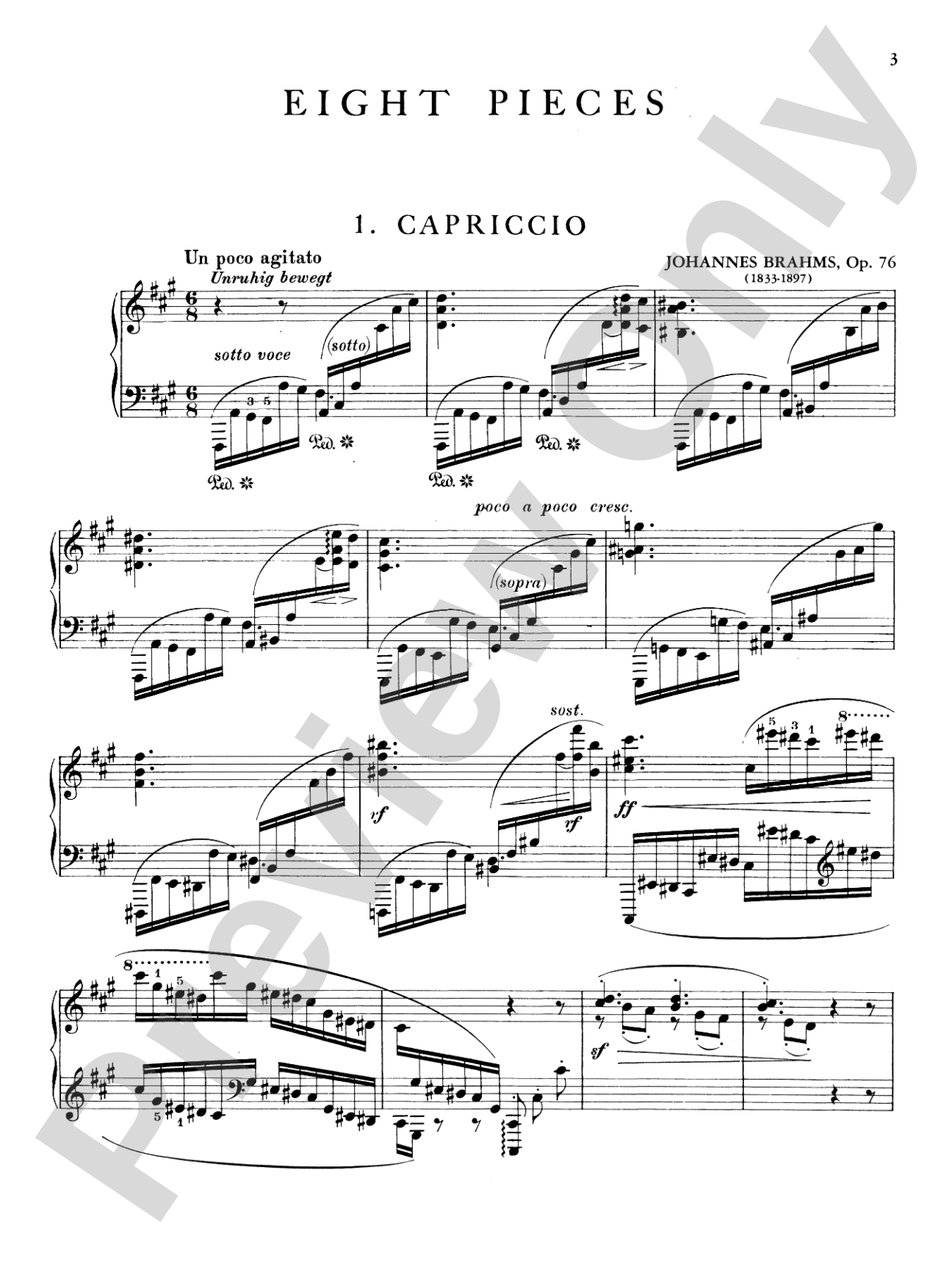 Brahms: Eight Pieces, Op. 76: Piano Book