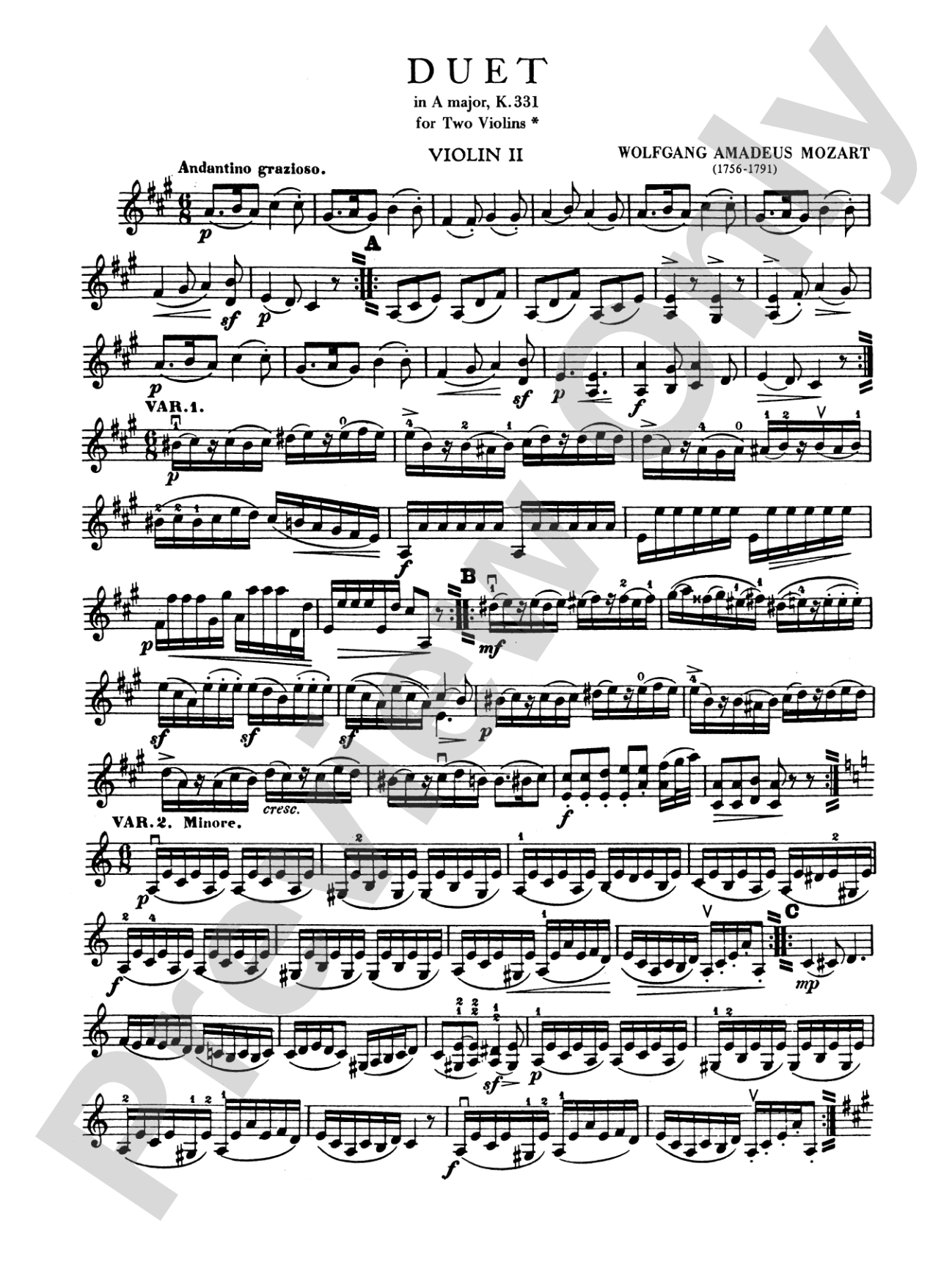 Mozart: Duet (after the Piano Sonata in A Major, K. 331)